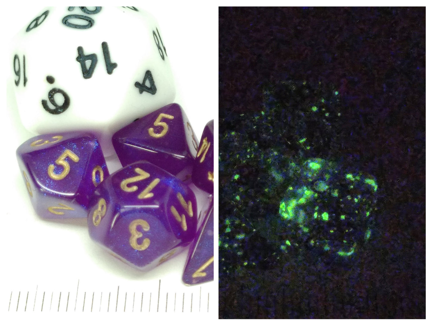 Mini polydice set - Borealis Luminary, Royal Purple w/gold