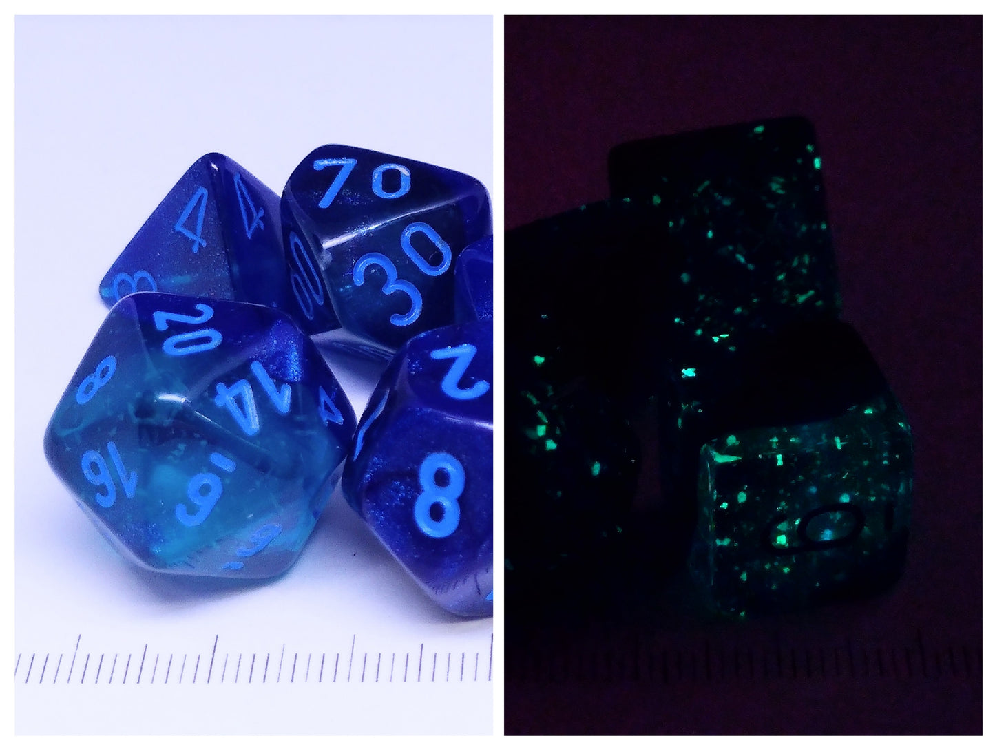 Set 7 polydice, Gemini Luminary Blue-Blue w/light blue