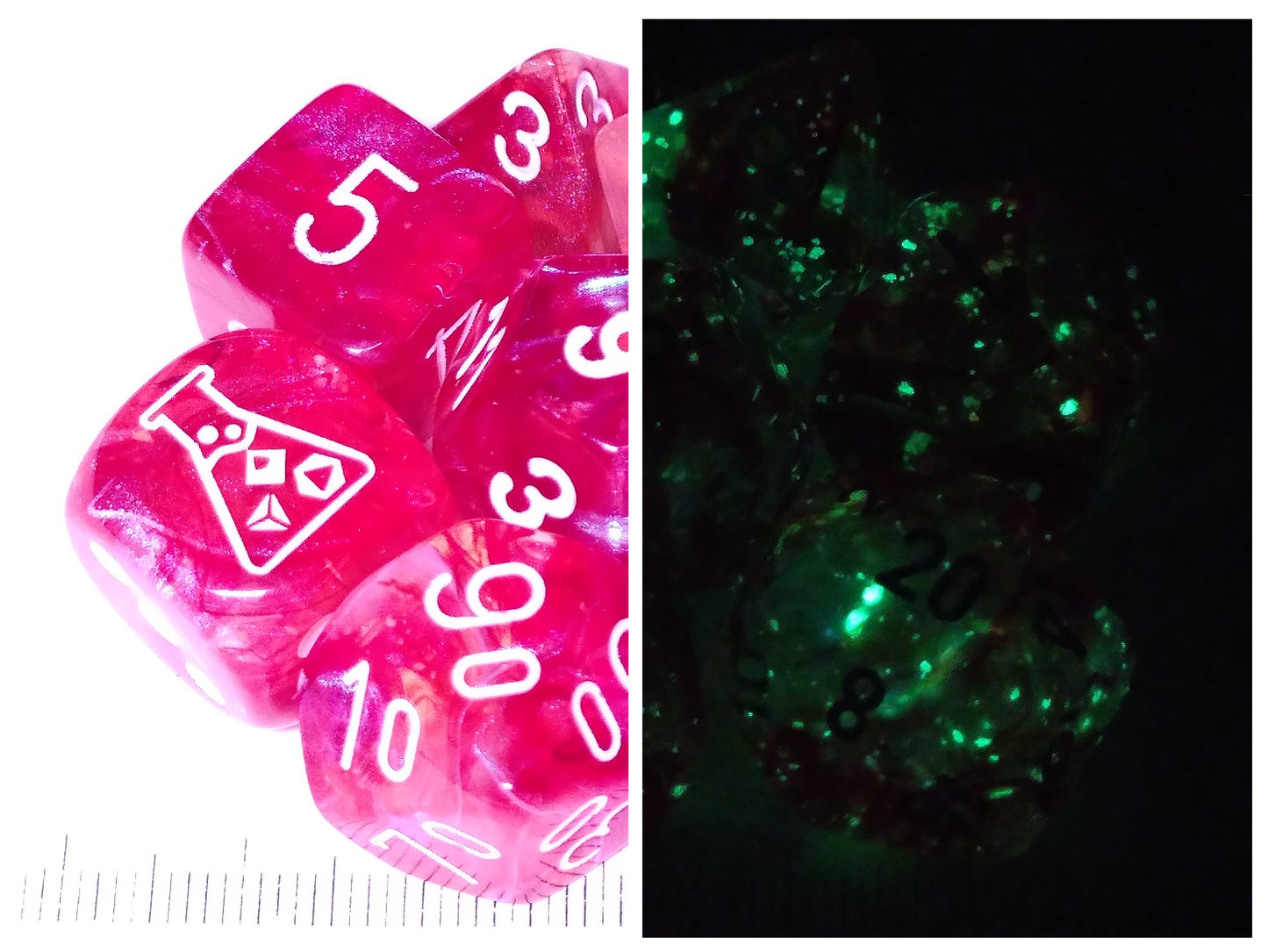 Lab polydice set, Borealis Luminary Passion w/white