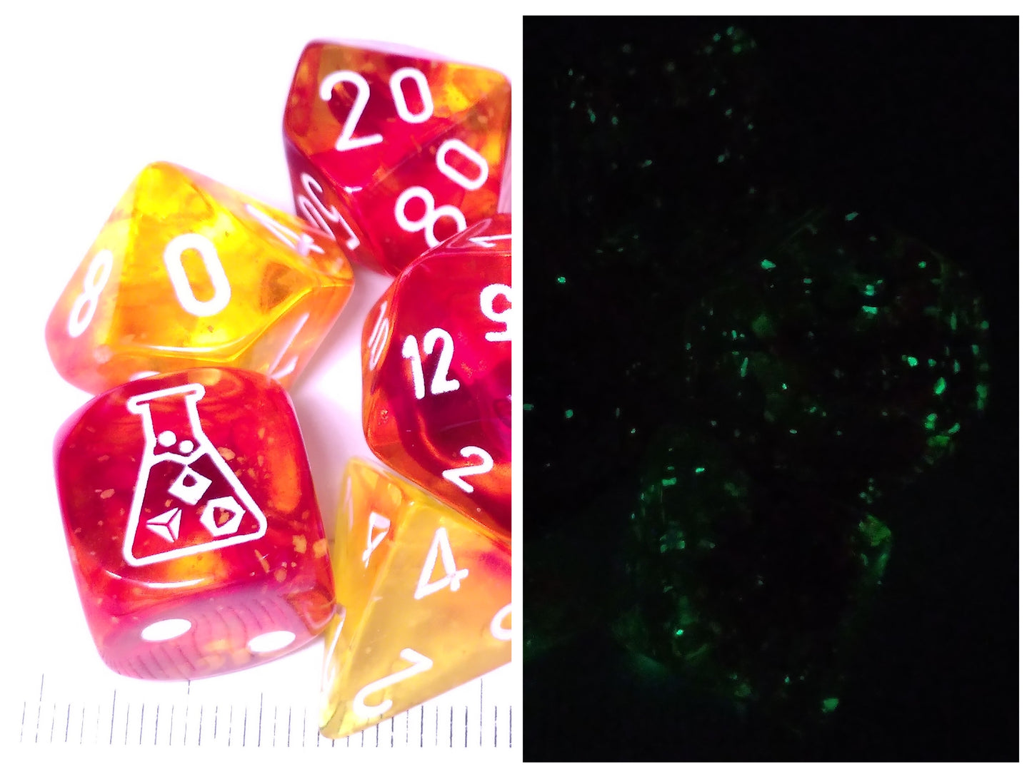 Lab polydice set, Nebula Luminary Molten w/white