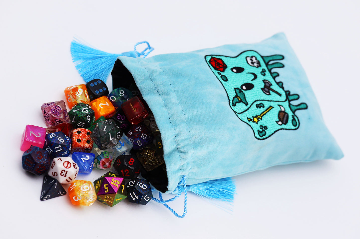 Gelatinous Cube pouch, light blue velvet