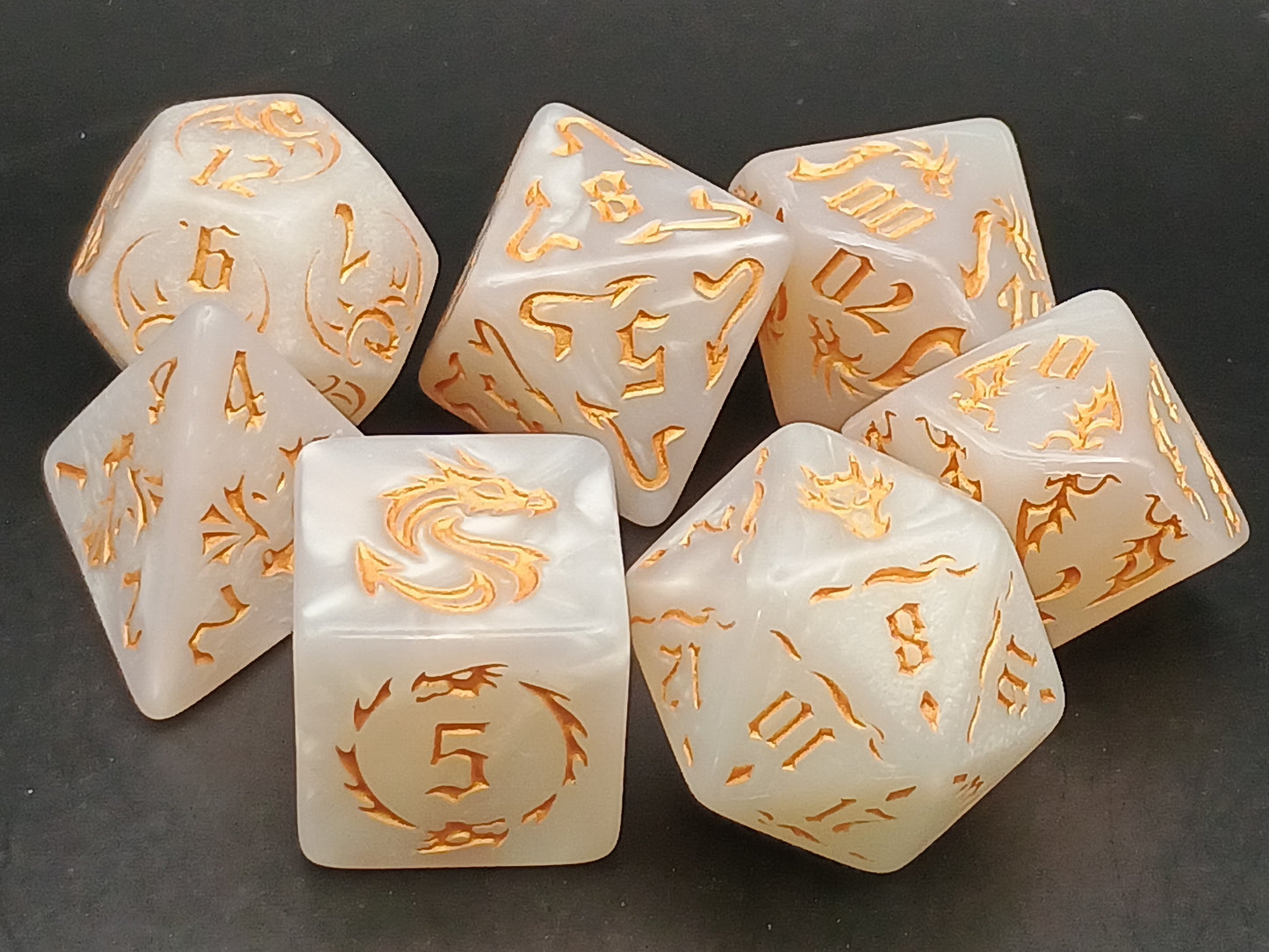 Pearl Dragon polydice set