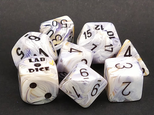 Lab polydice set, Marble Calcite w/black