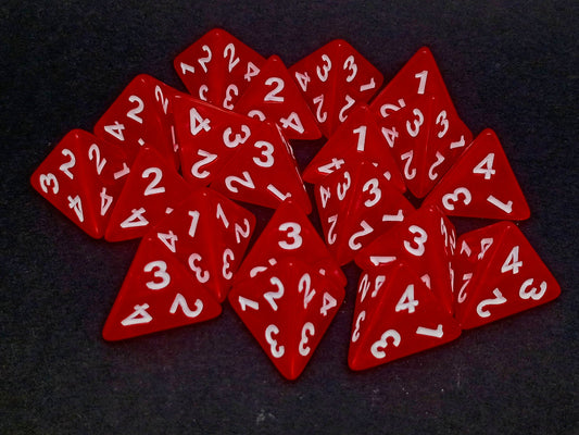 Set of 20 4-sided dice - Pearl red with white