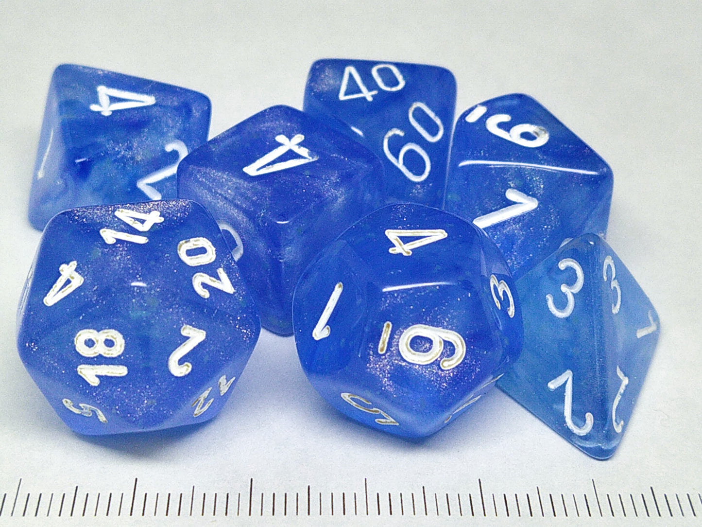 Borealis Luminary polydice set - Sky Blue w/white