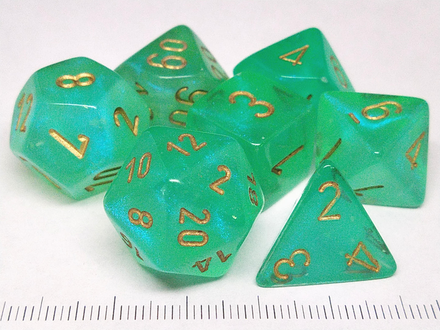 Borealis Luminary polydice set - Light Green w/gold