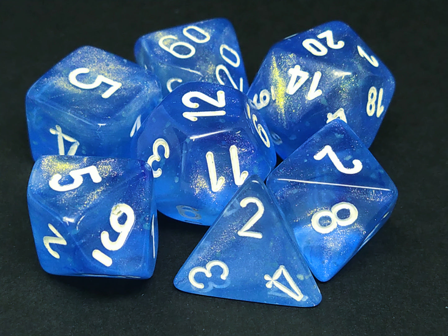 Borealis Luminary polydice set - Sky Blue w/white