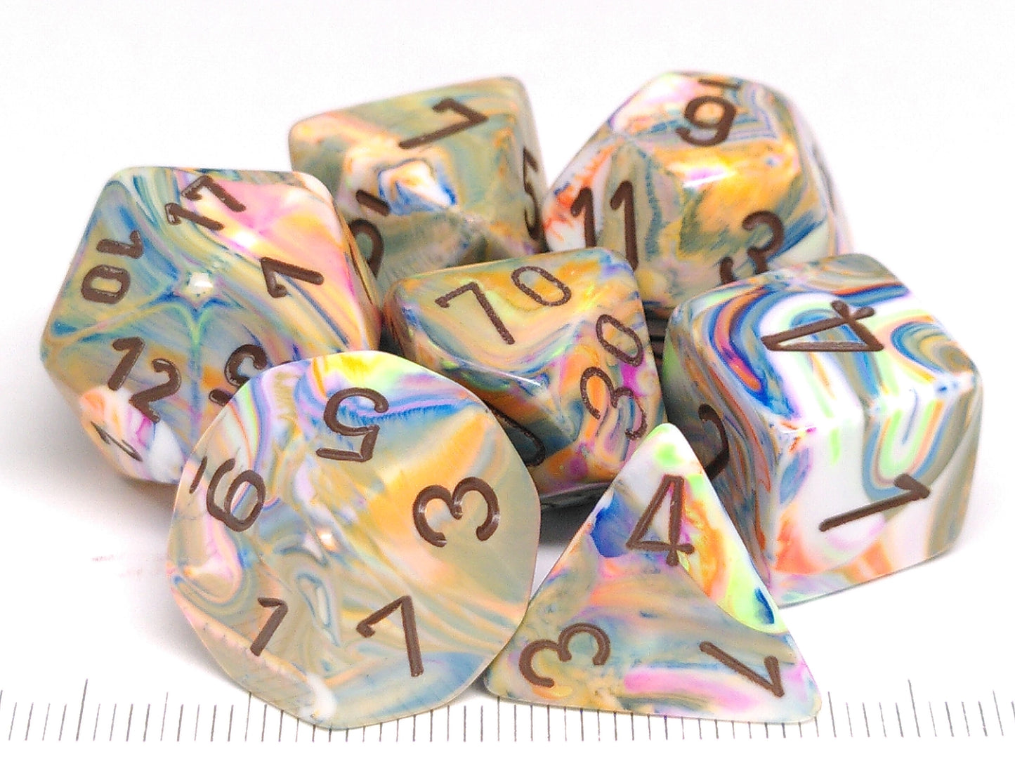 Set 7 polydice, Festive Vibrant w/brown