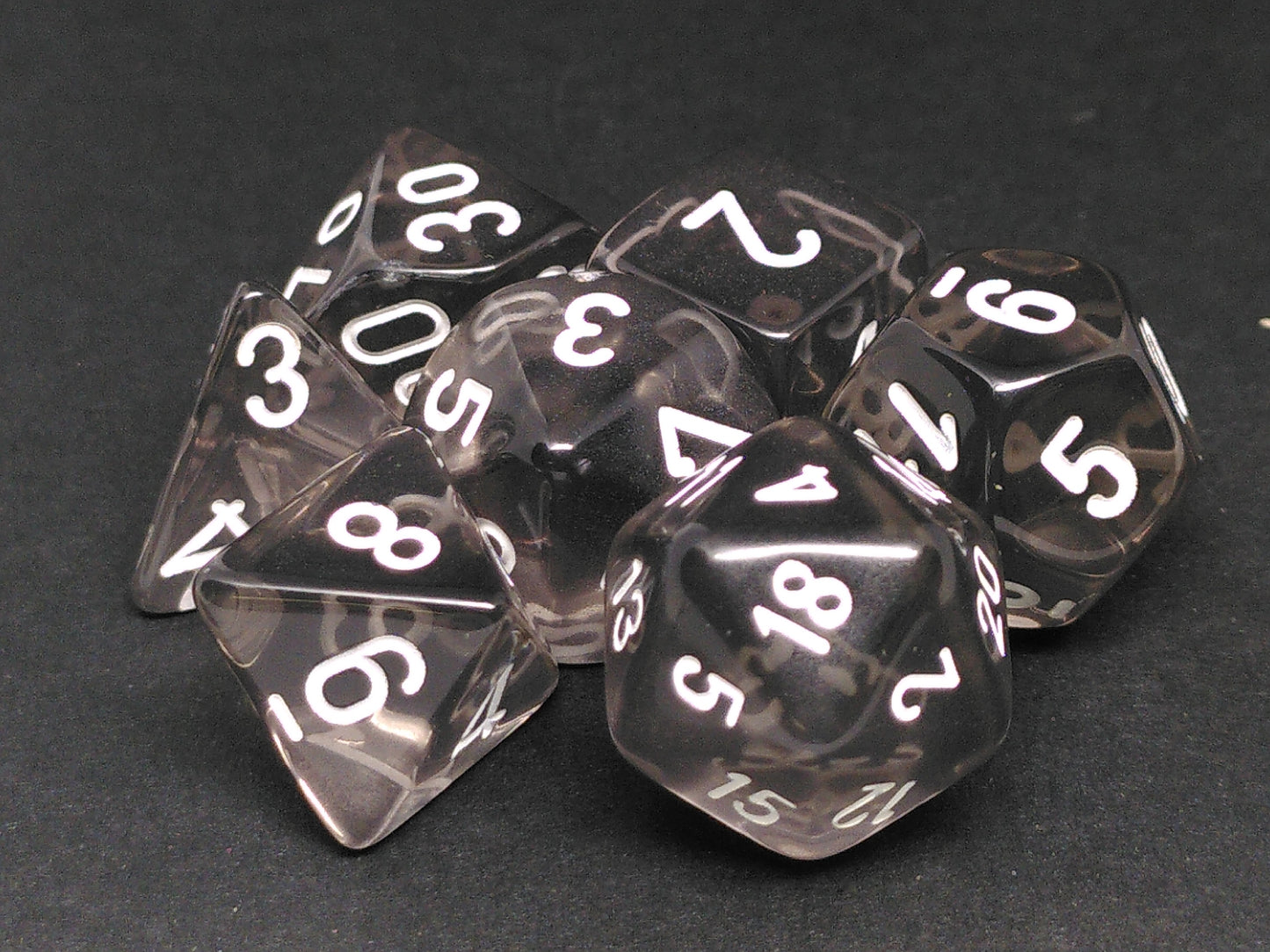 Chessex Translucent Smoke w/white polydice set