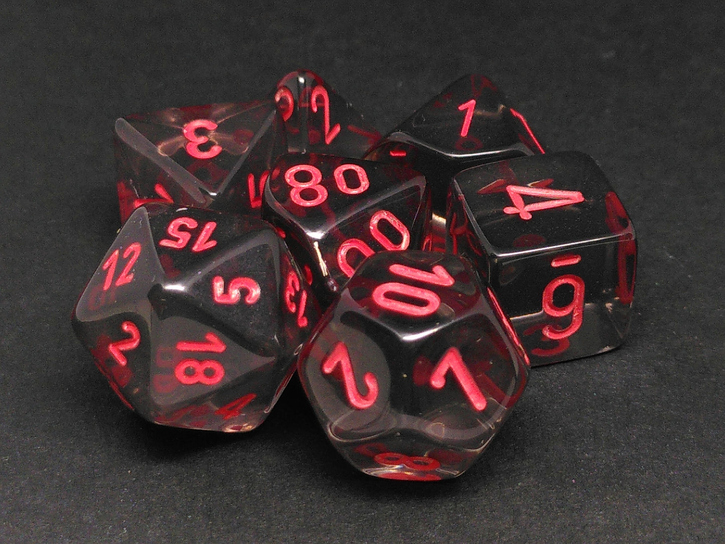 Chessex Translucent Smoke w/red polydice set