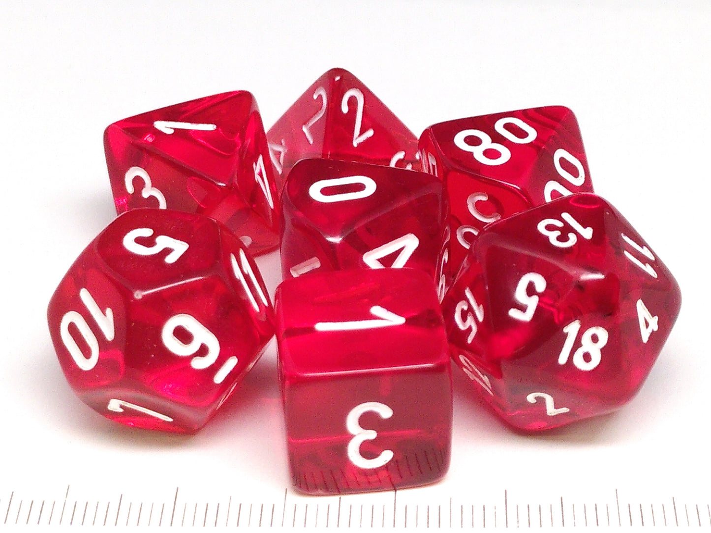 Chessex Translucent Red w/white polydice set