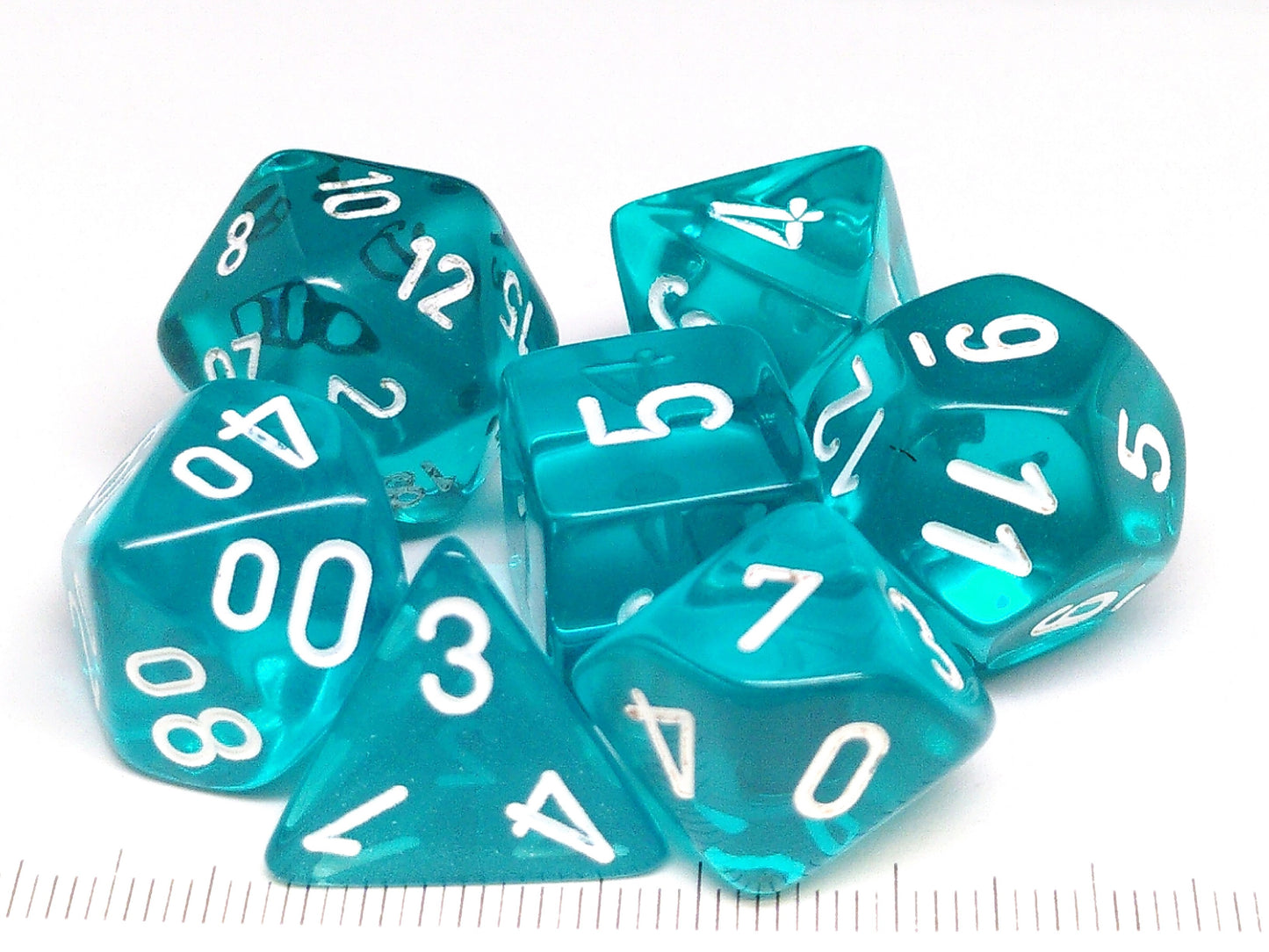 Chessex Translucent Teal w/white polydice set