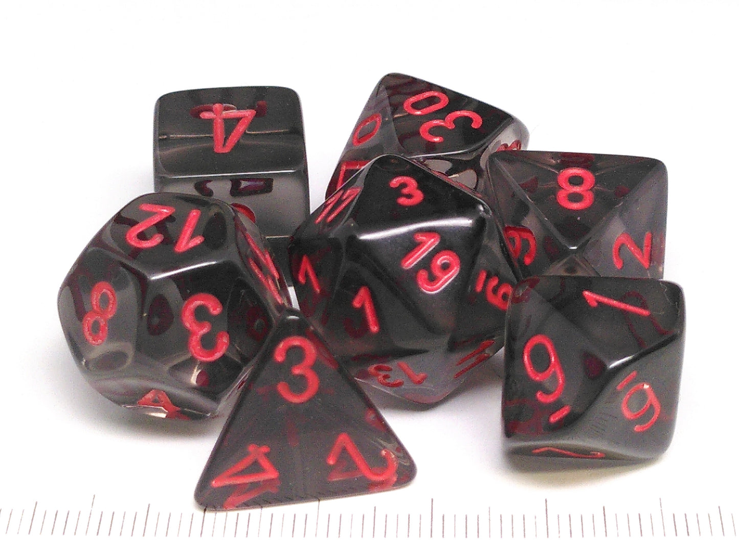 Chessex Translucent Smoke w/red polydice set