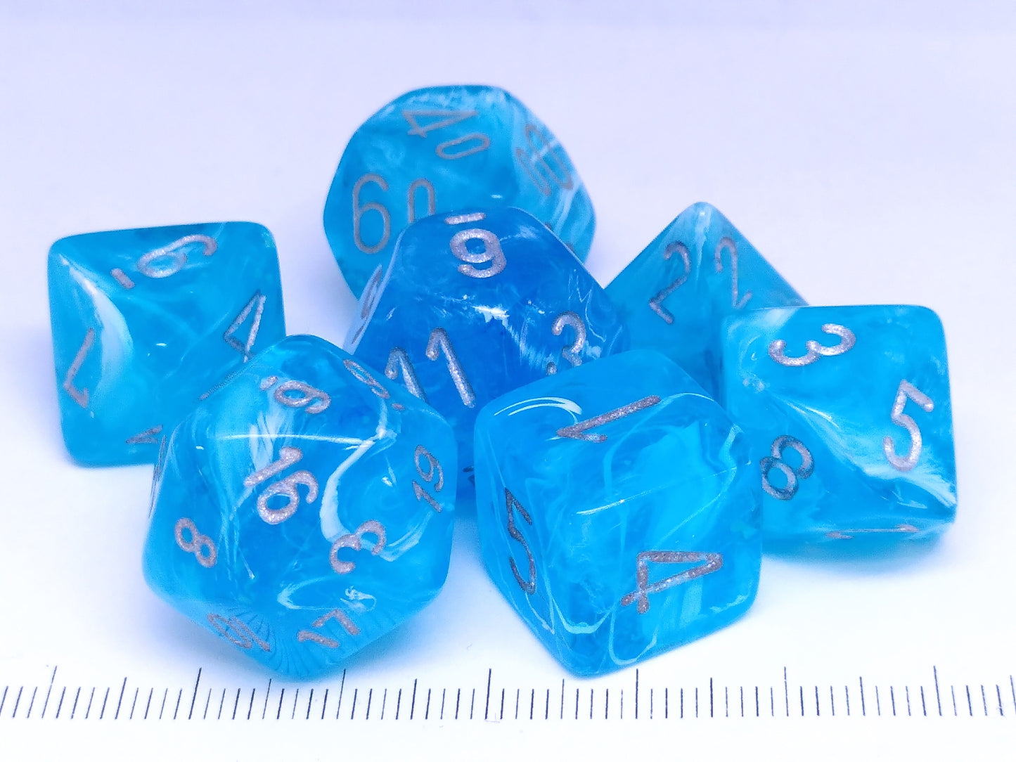 Chessex Luminary Sky w/silver polydice set