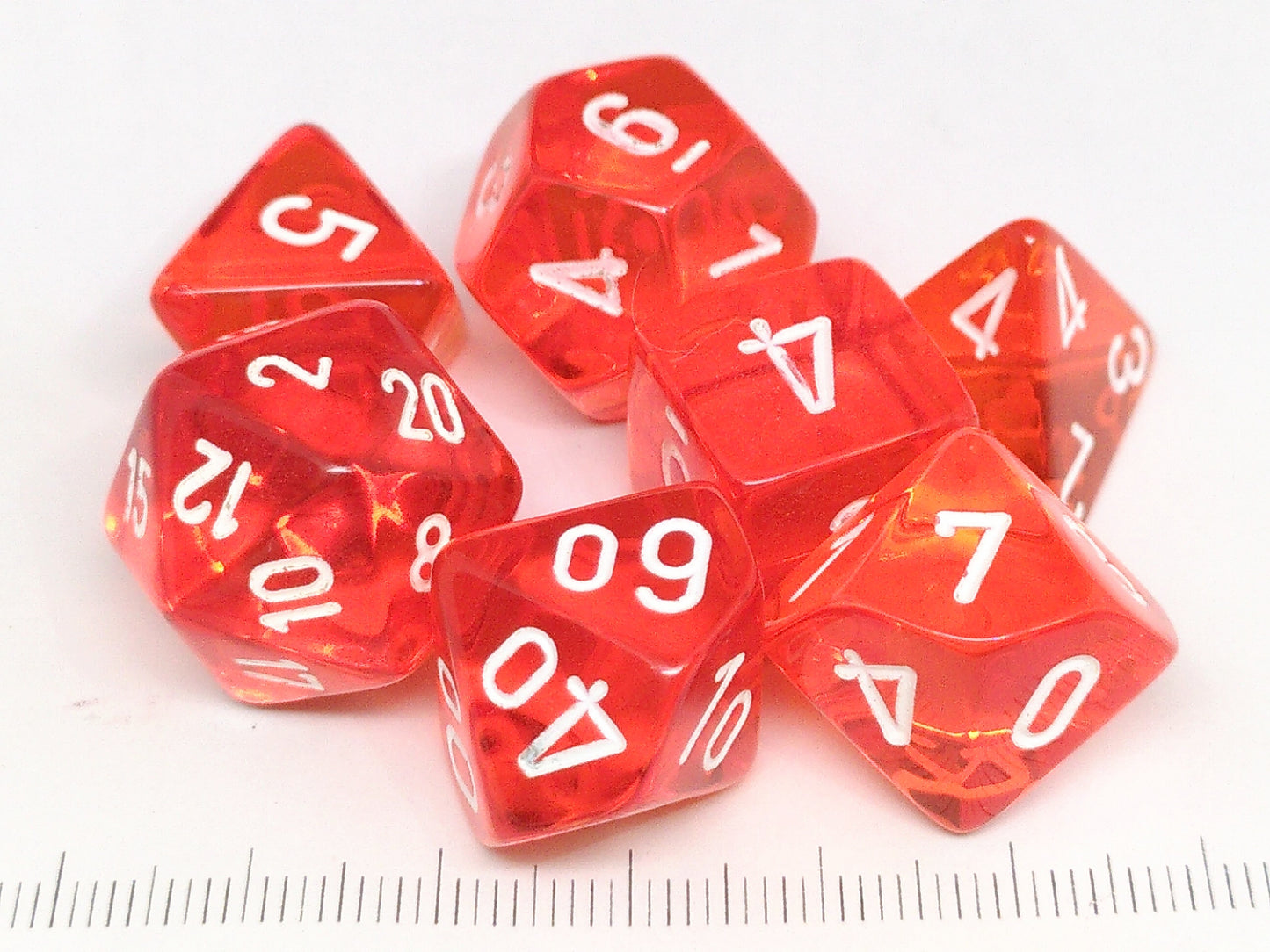 Chessex Translucent Orange w/white polydice set