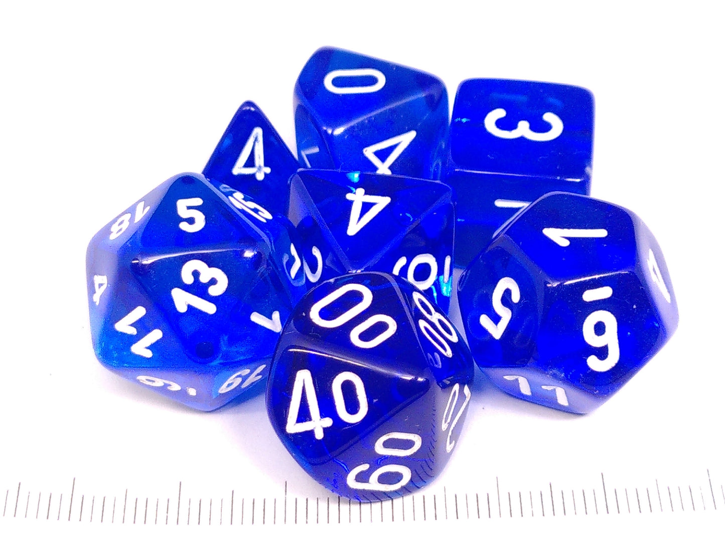 Chessex Translucent Blue w/white polydice set