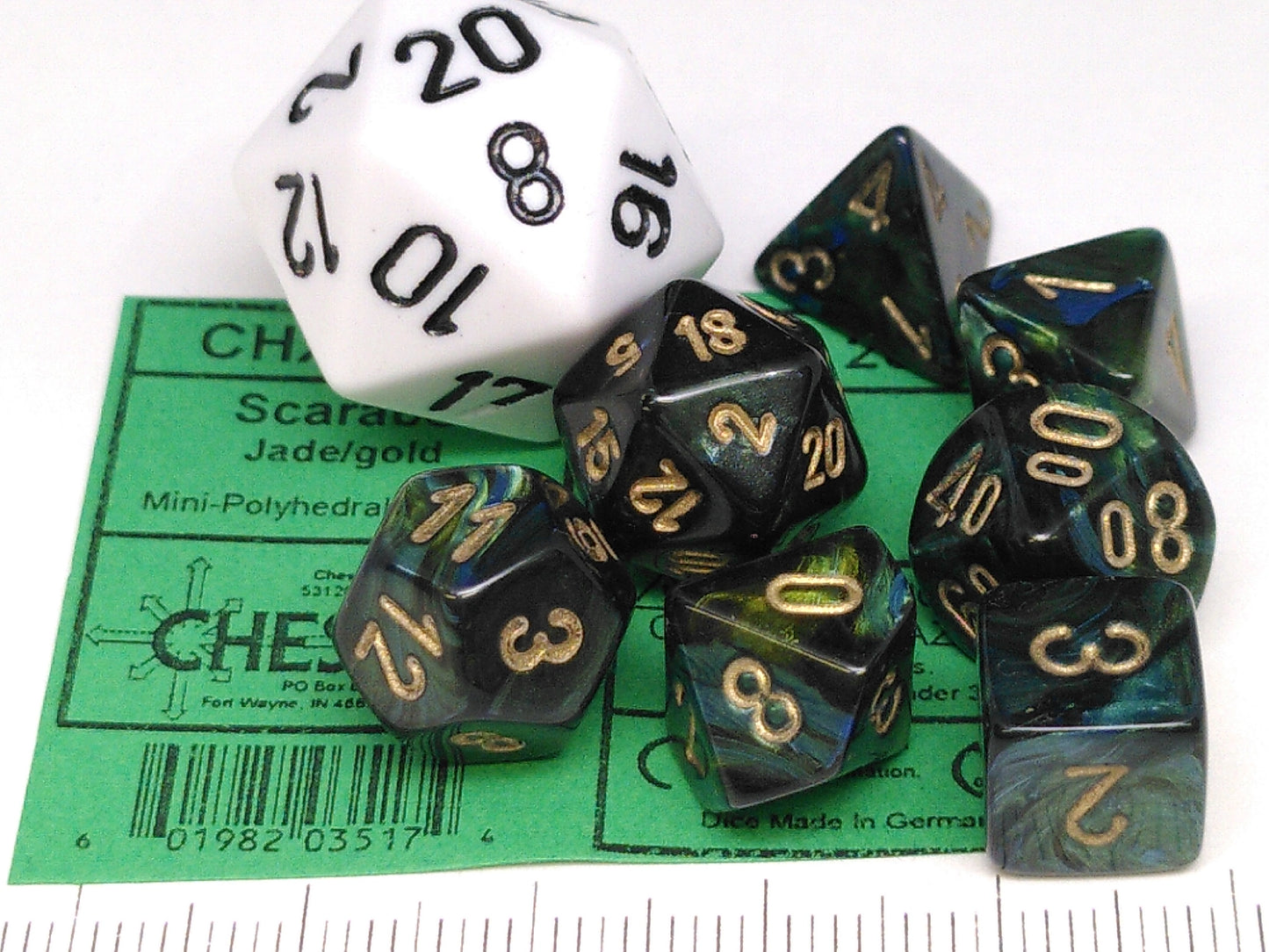 Mini polydice set - Scarab Jade w/gold