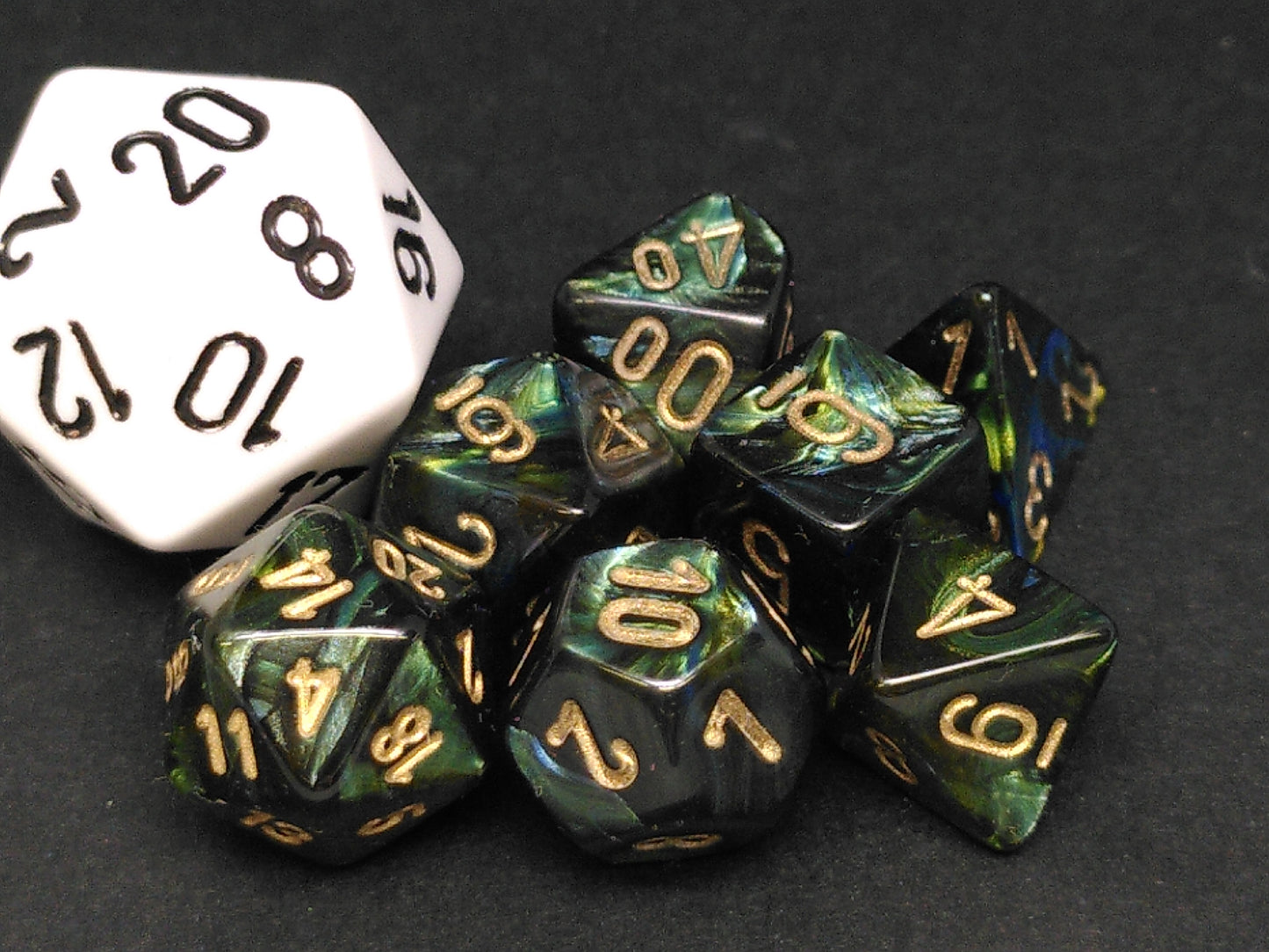 Mini polydice set - Scarab Jade w/gold