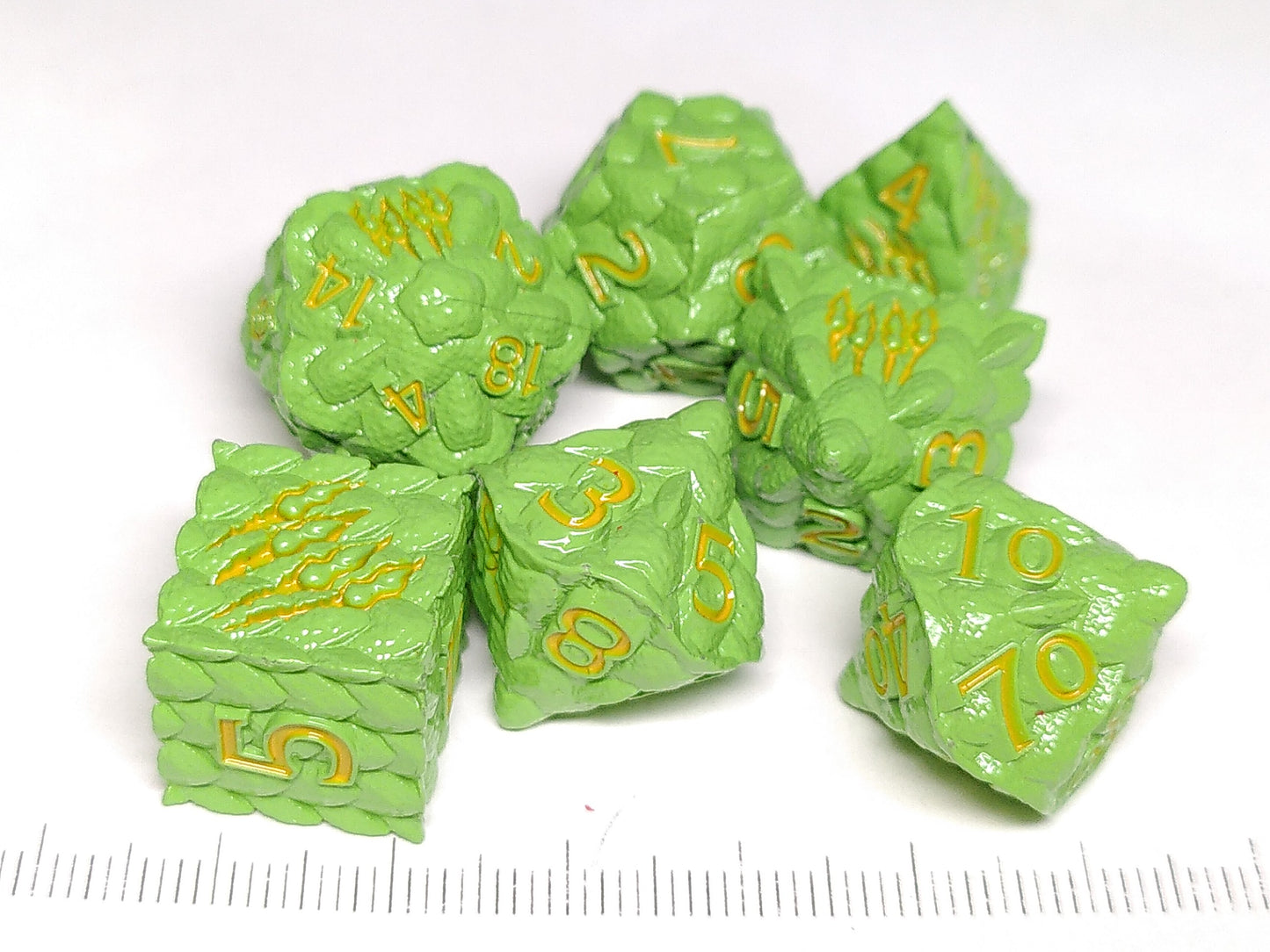 Green Dragon Scales metal polydice set