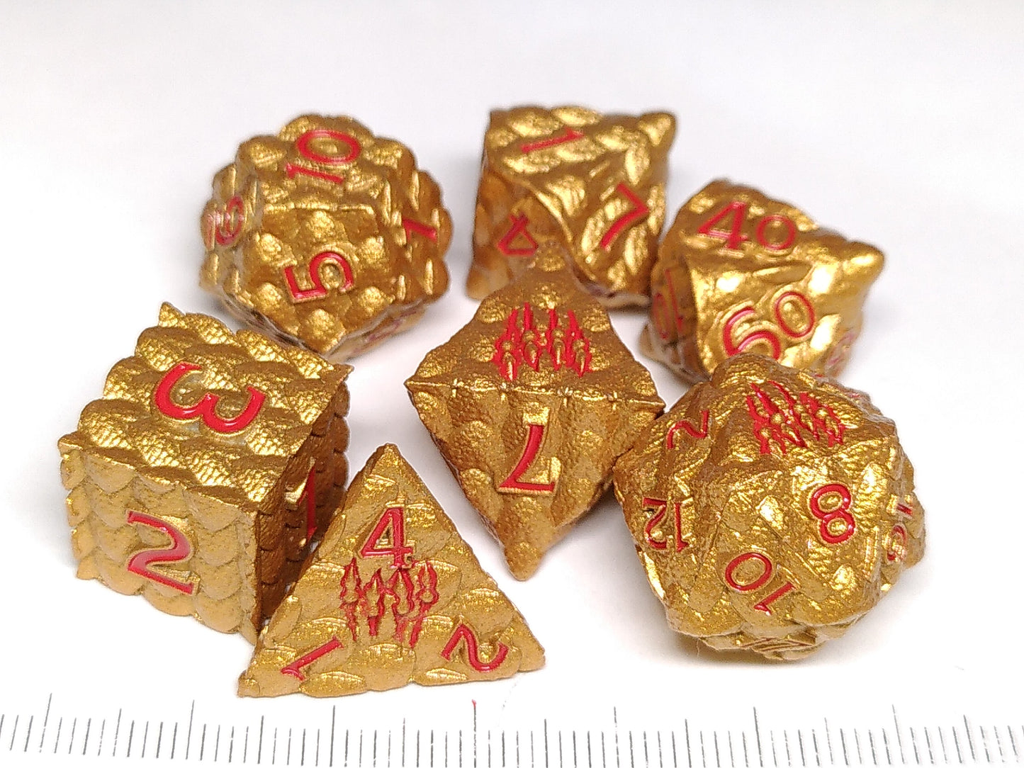 Gold Dragon Scales metal polydice set