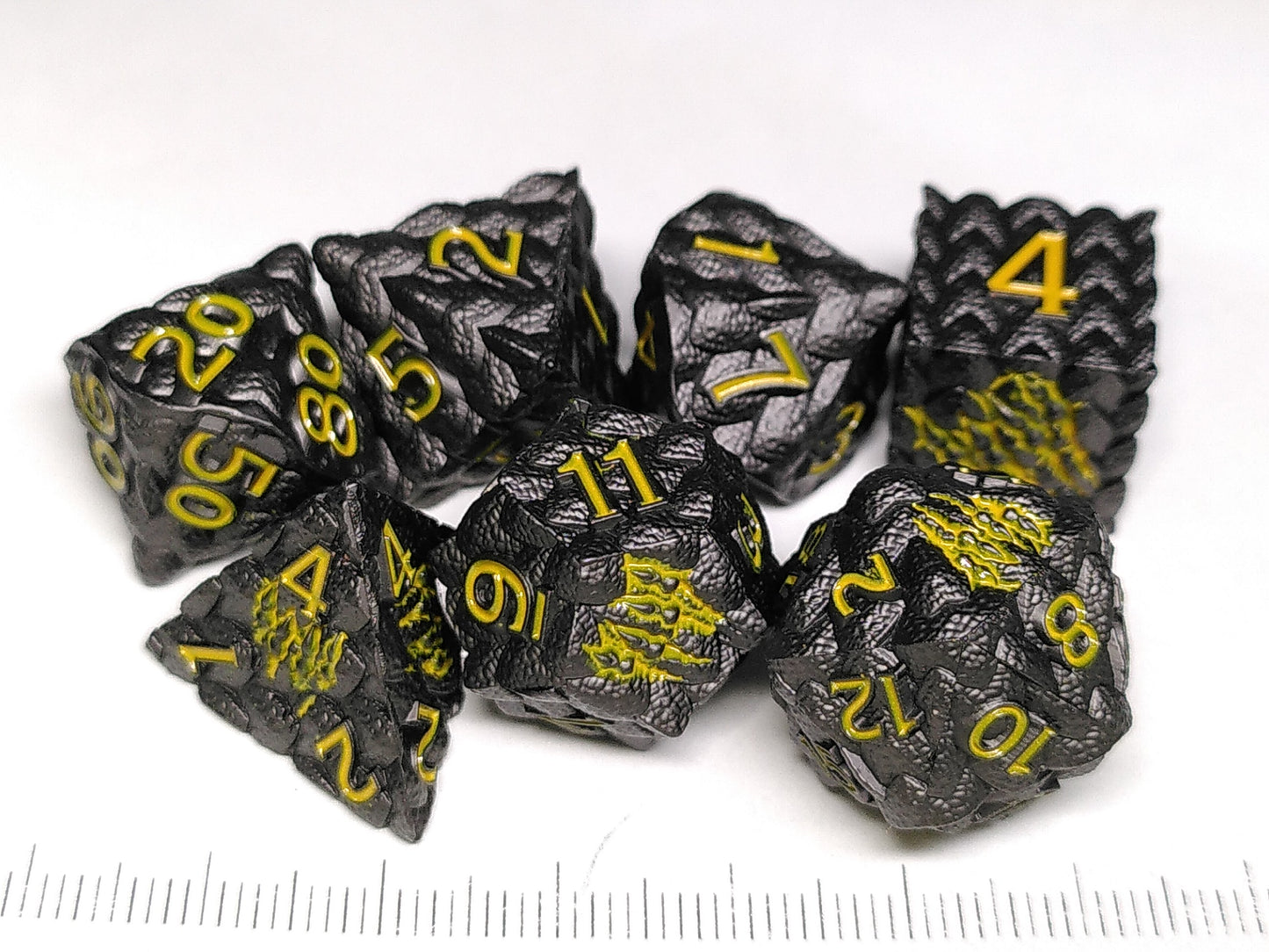 Black Dragon Scales metal polydice set