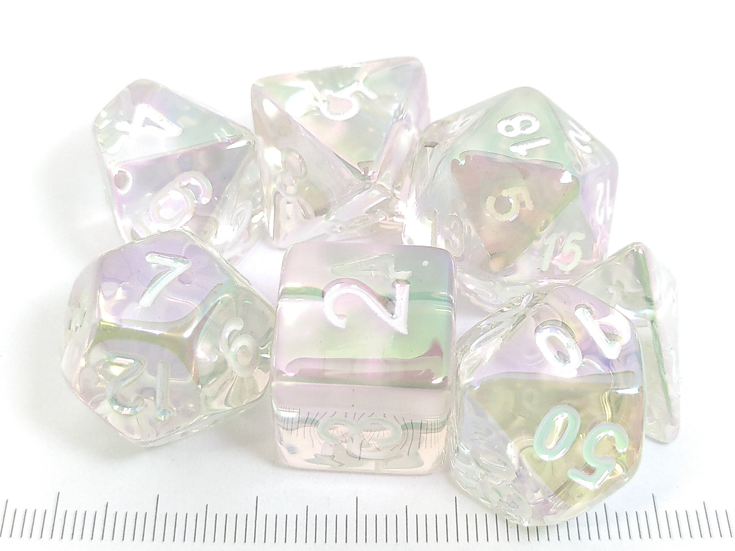 Metallic Plated polydice set - Translucent Clear