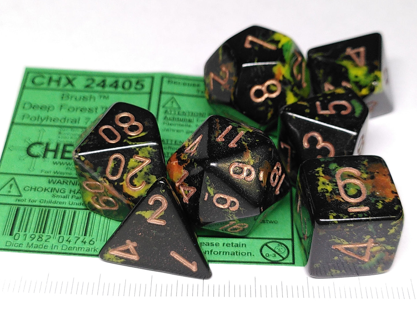 Chessex Brush Deep Forest w/gold polydice set