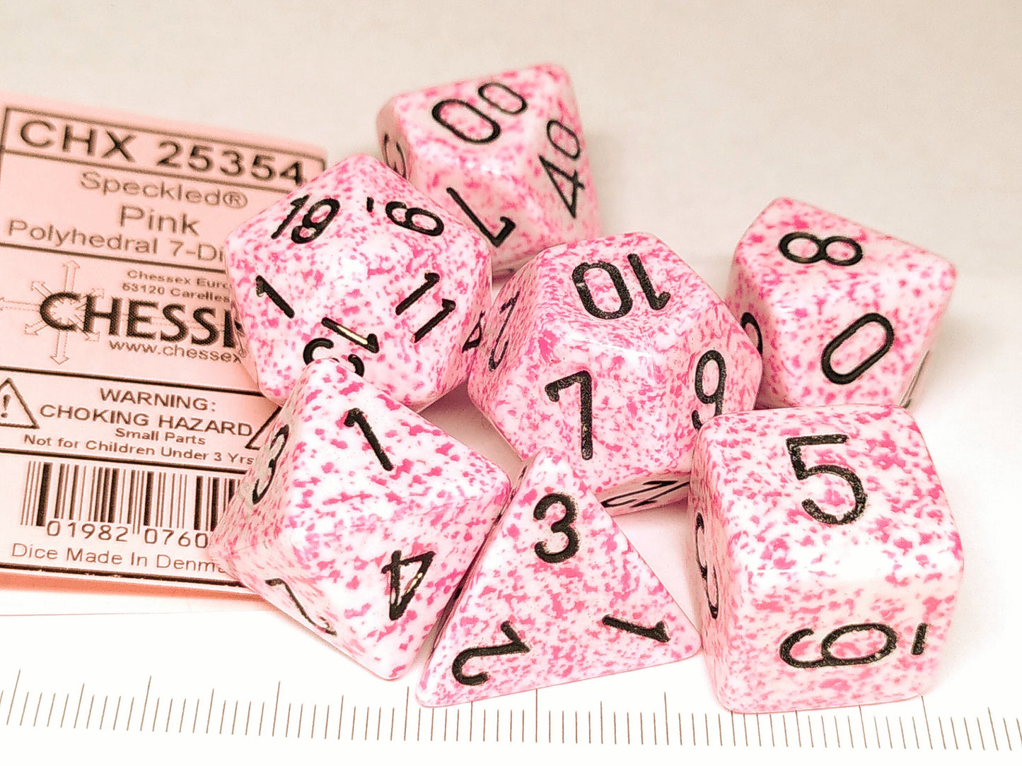 Set 7 polydice, Speckled Pink