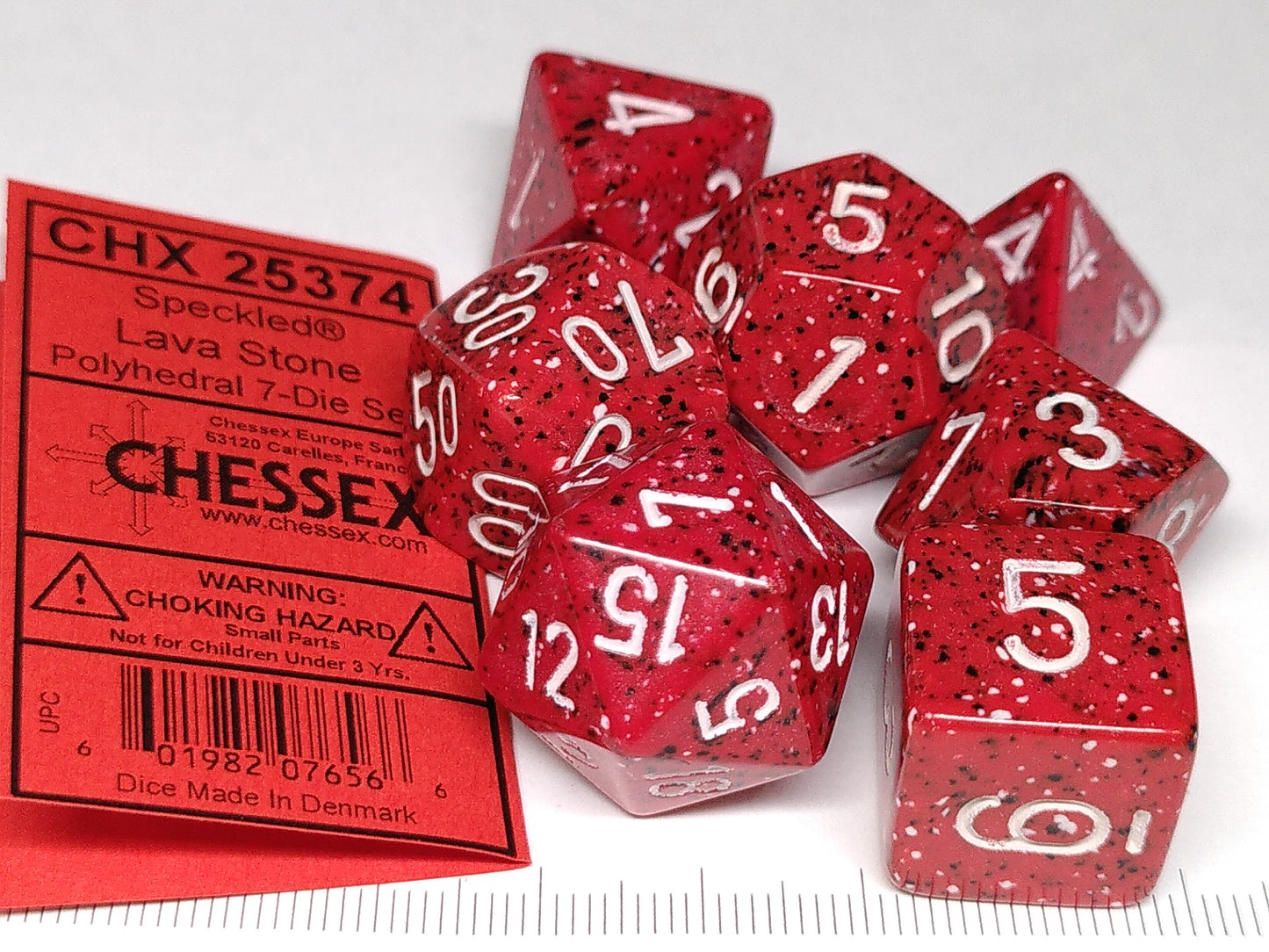 Set 7 polydice, Speckled Lava Stone