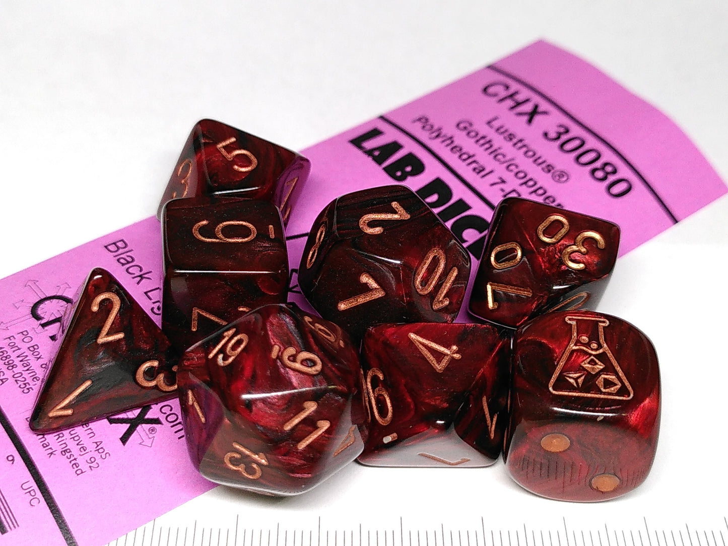 Lab polydice set - Lustrous Gothic w/copper