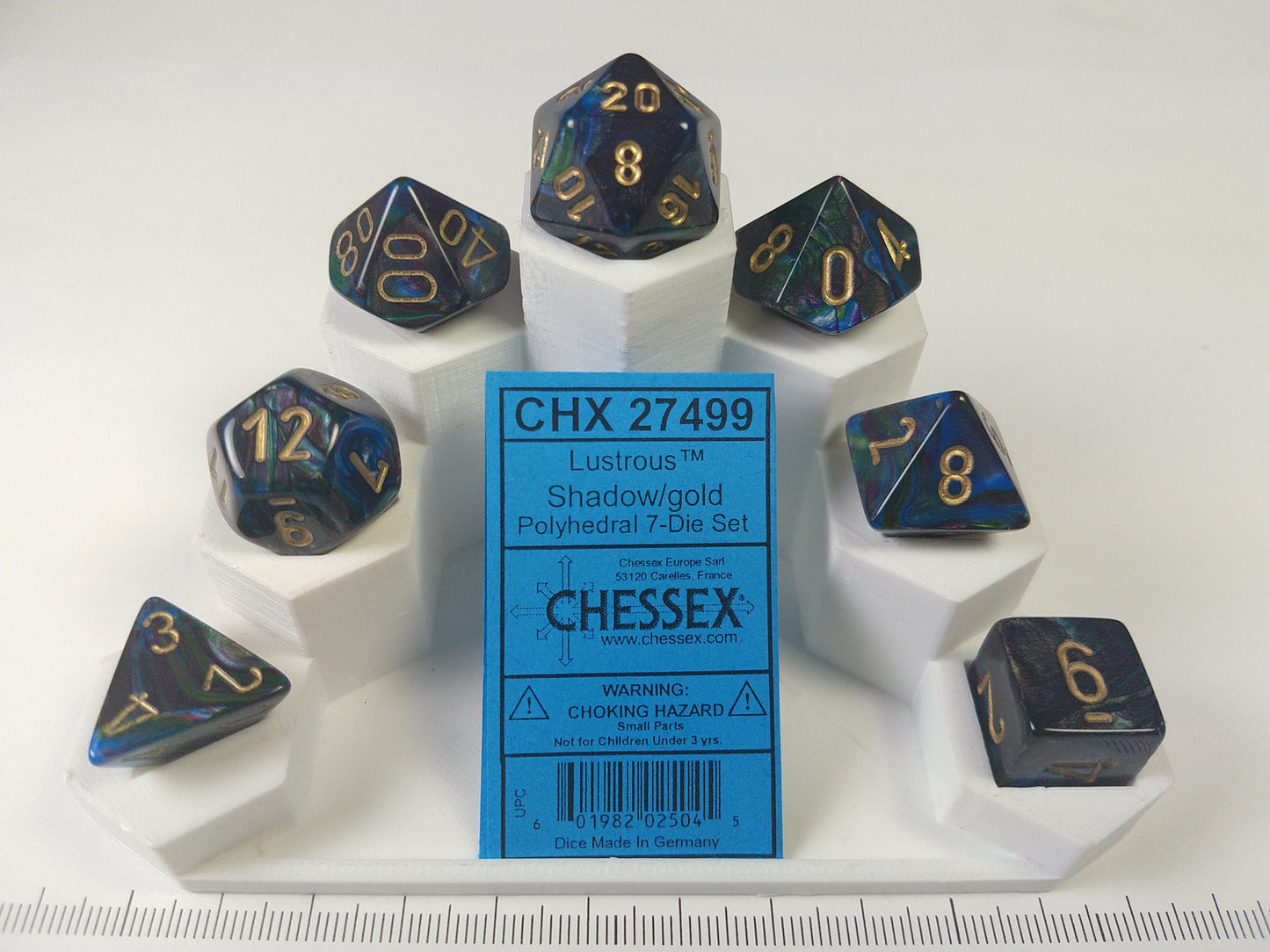 Set 7 polydice, Lustrous shadow w/gold