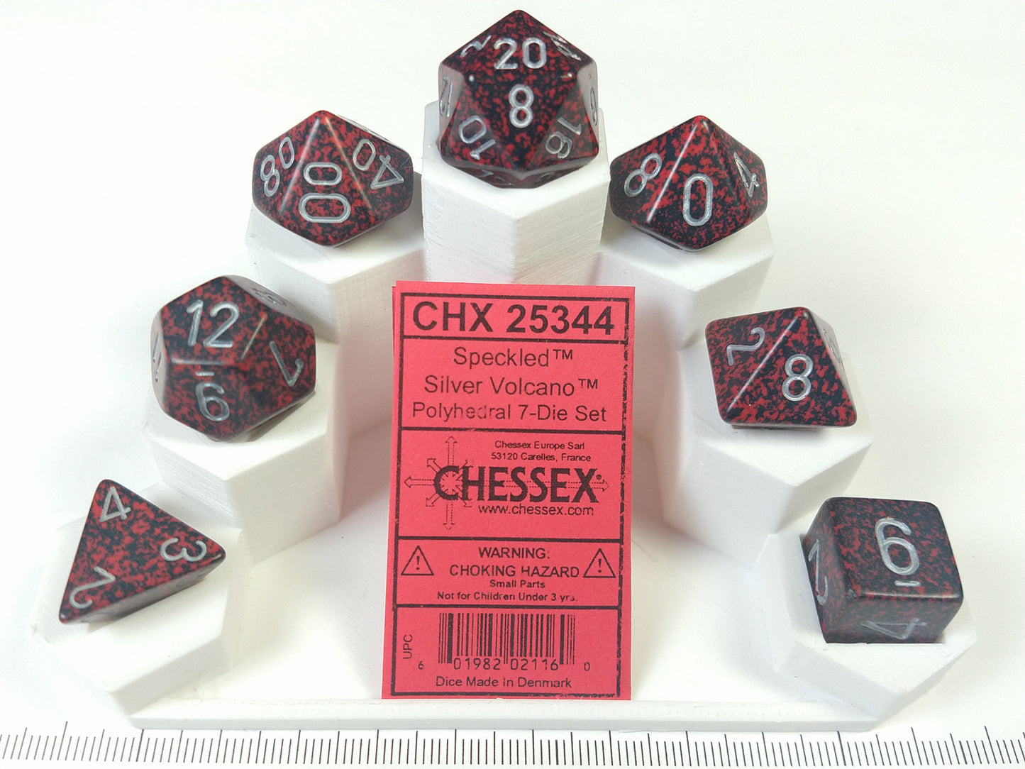 Set 7 polydice, Speckled Silver Volcano