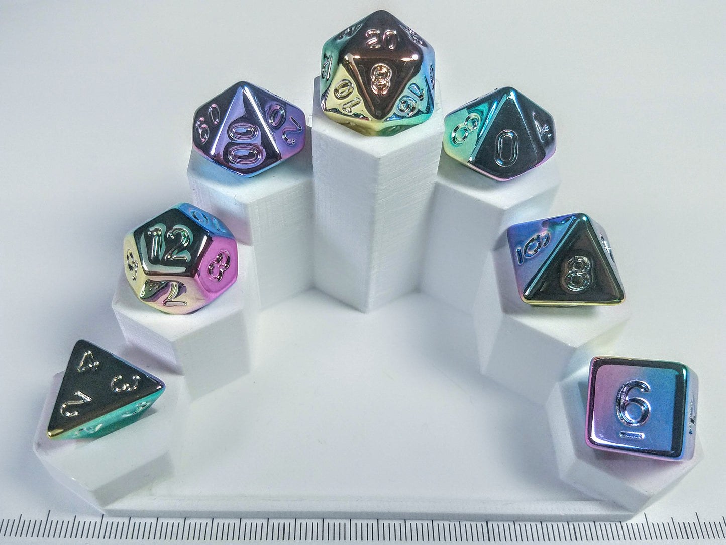 Metallic Plated polydice set - Pastel Rainbow