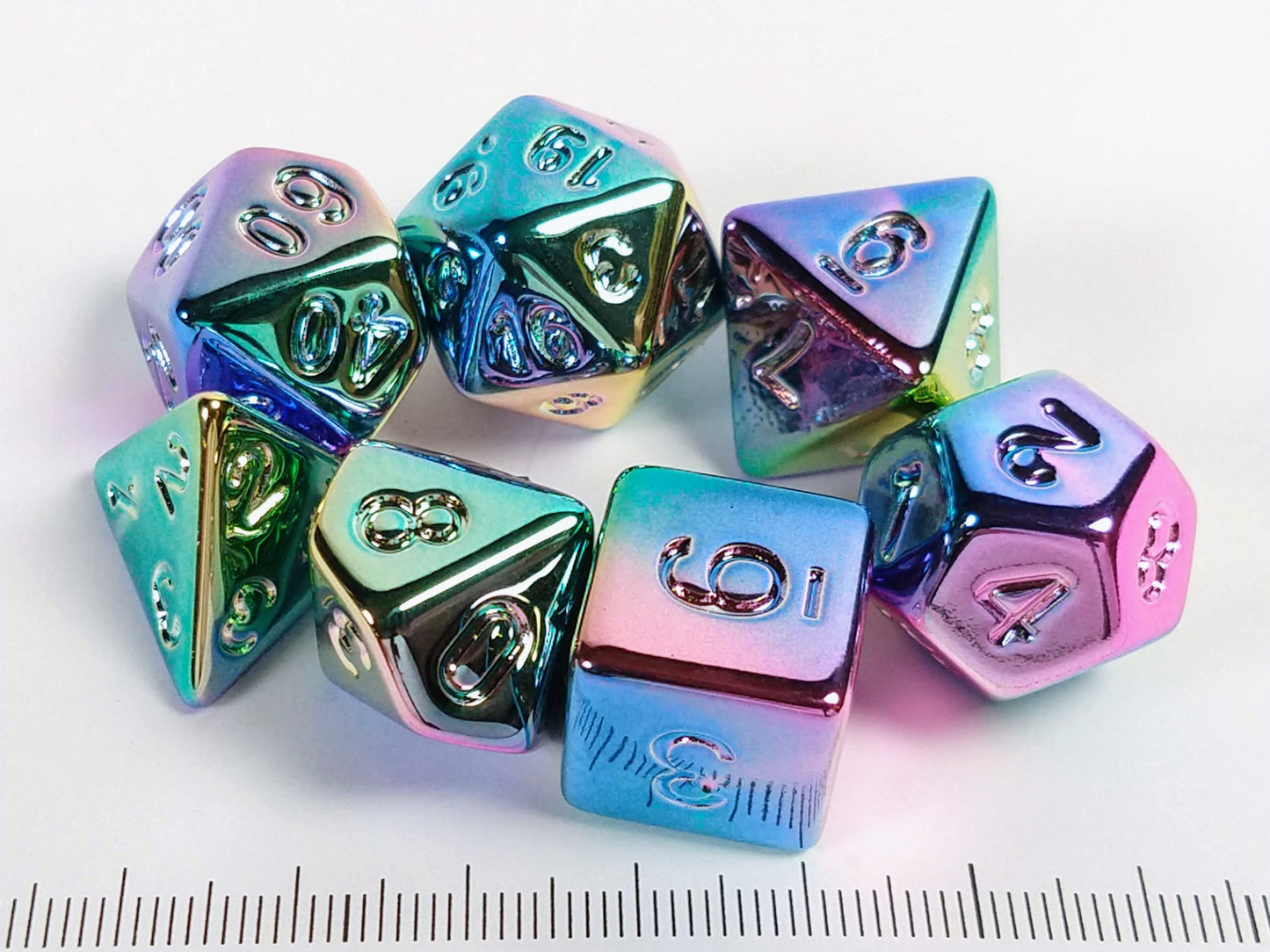 Metallic Plated polydice set - Pastel Rainbow