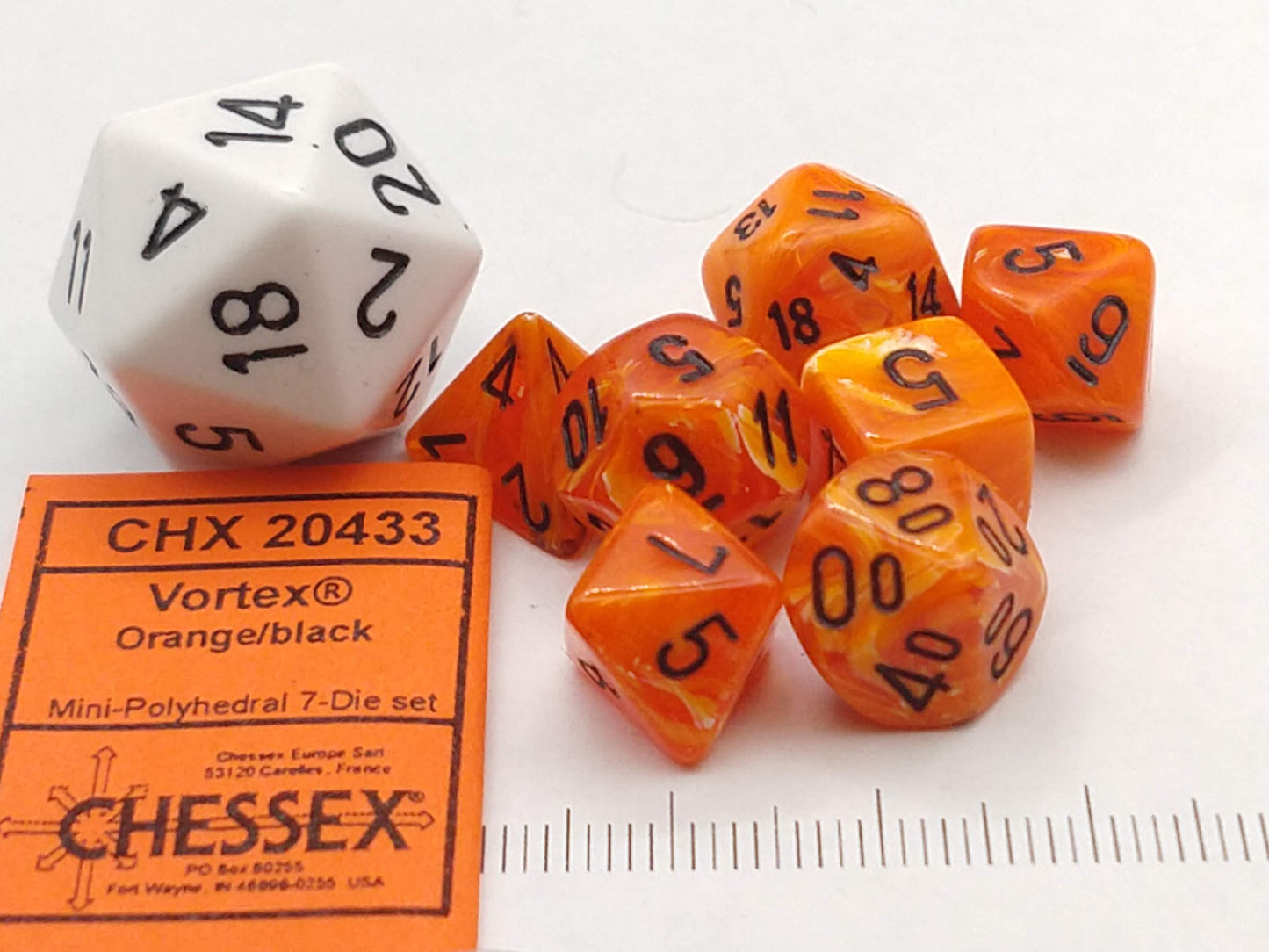 Mini polydice set - Vortex Orange w/black