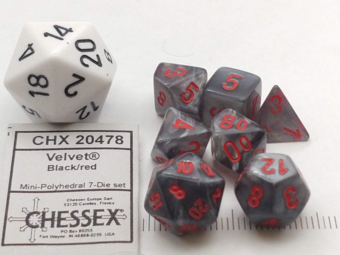 Mini polydice set - Velvet Black w/red