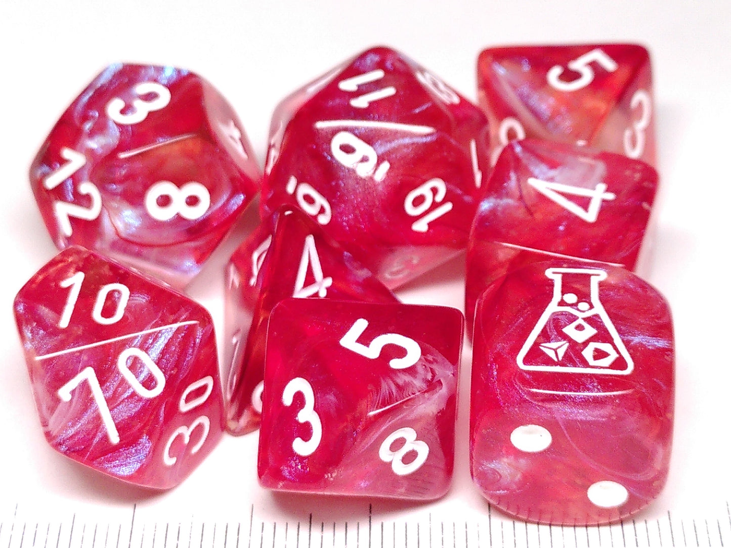 Lab polydice set, Borealis Luminary Passion w/white