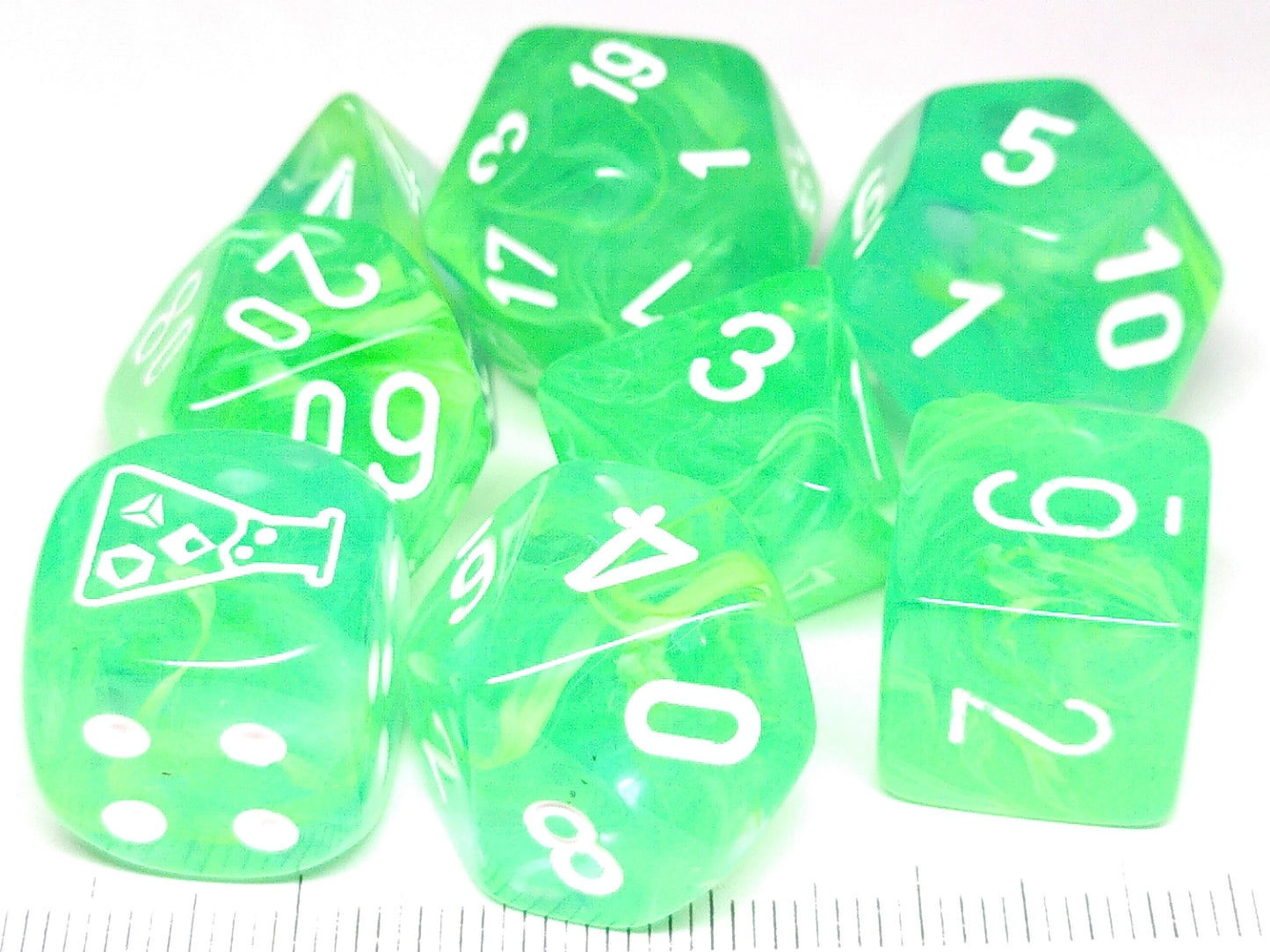 Lab polydice set, Nebula Gelatinous w/white