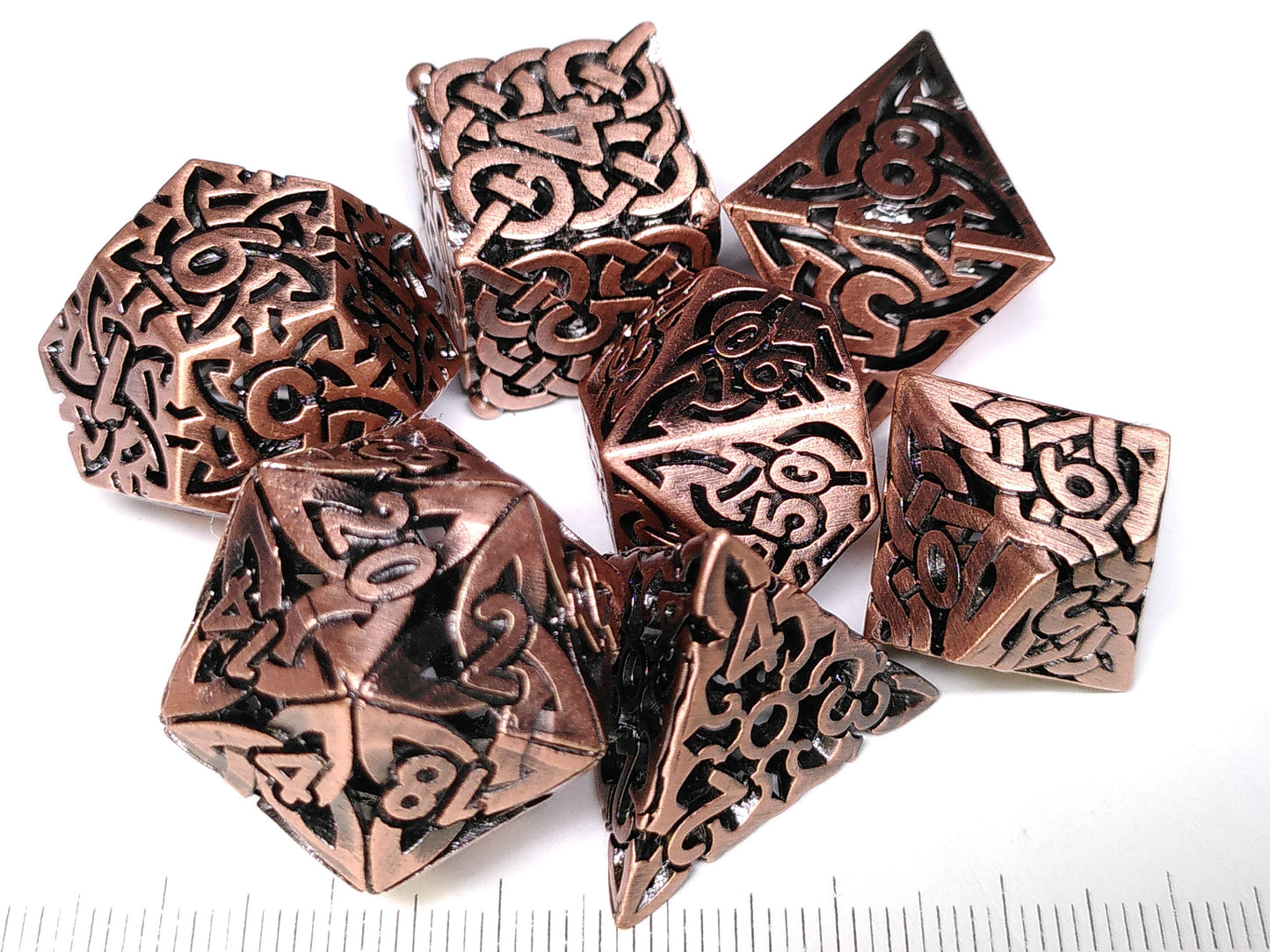 Copper Celtic Knot - hollow metal polydice set