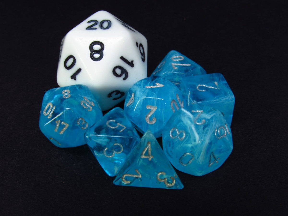 Mini Polydice set - Luminary Sky w/silver