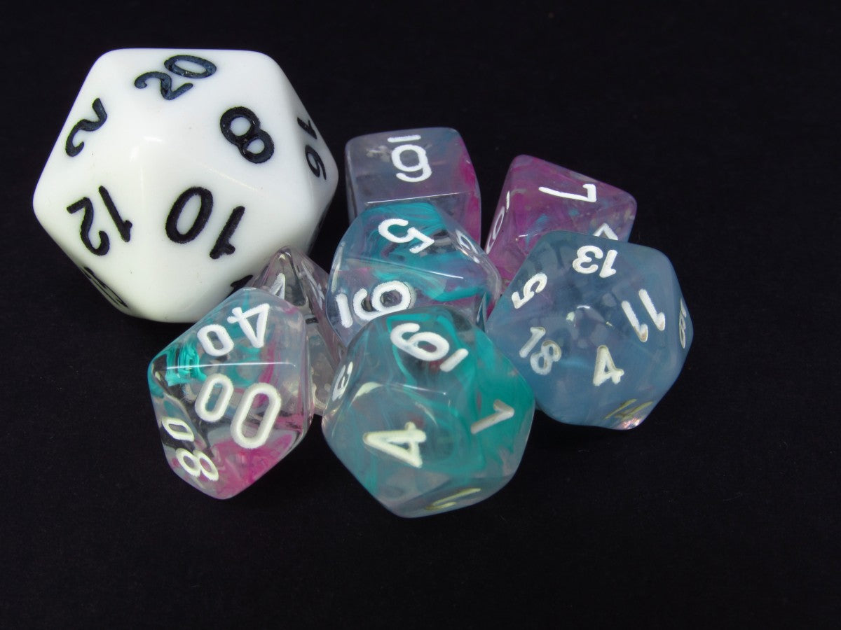 Mini Polydice set - Nebula Wisteria w/white