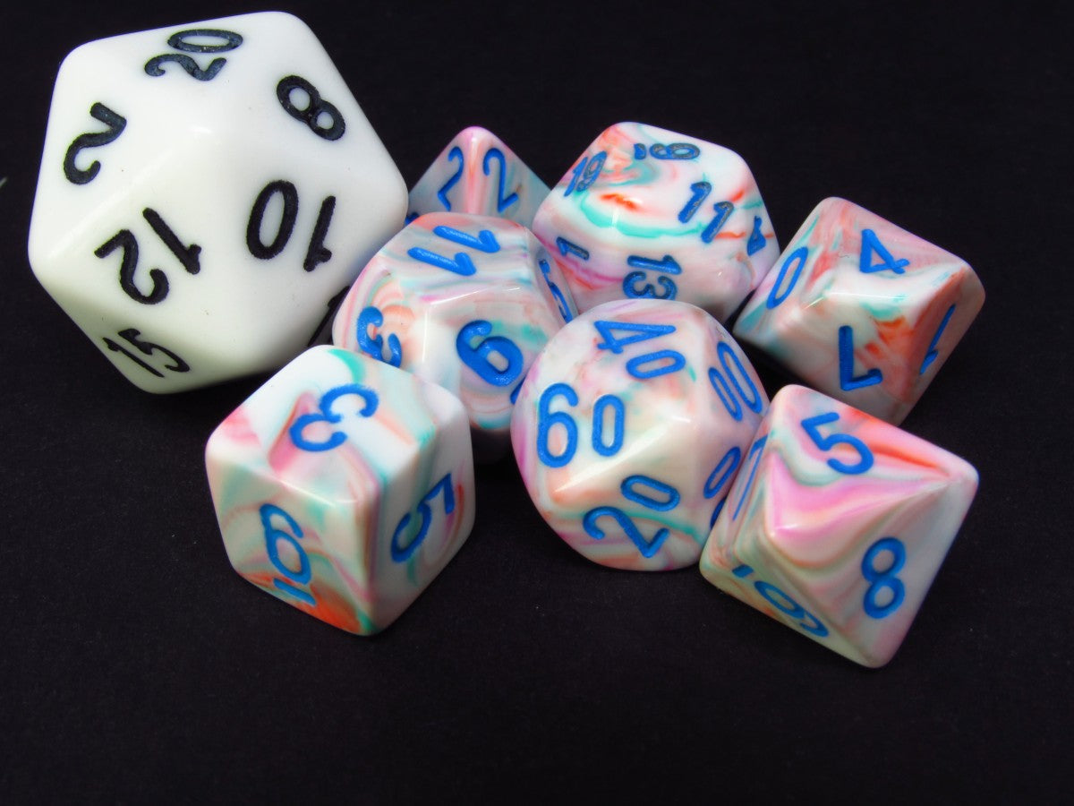 Mini Polydice set - Festive Pop Art w/blue