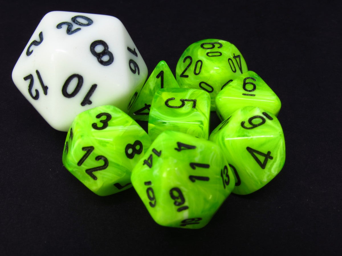 Mini polydice set - Vortex Bright Green w/black
