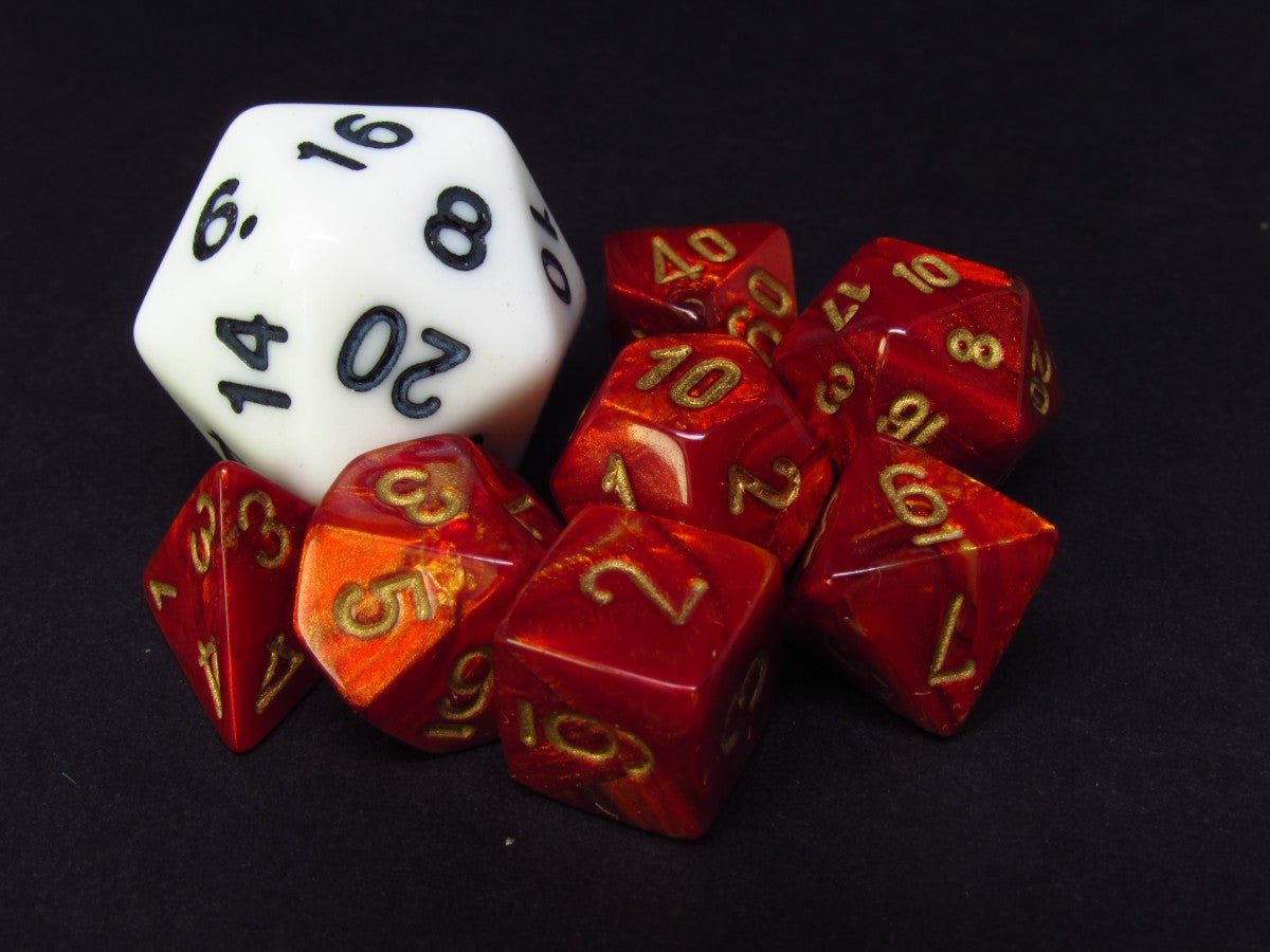 Mini Polydice set - Scarab Scarlet w/gold