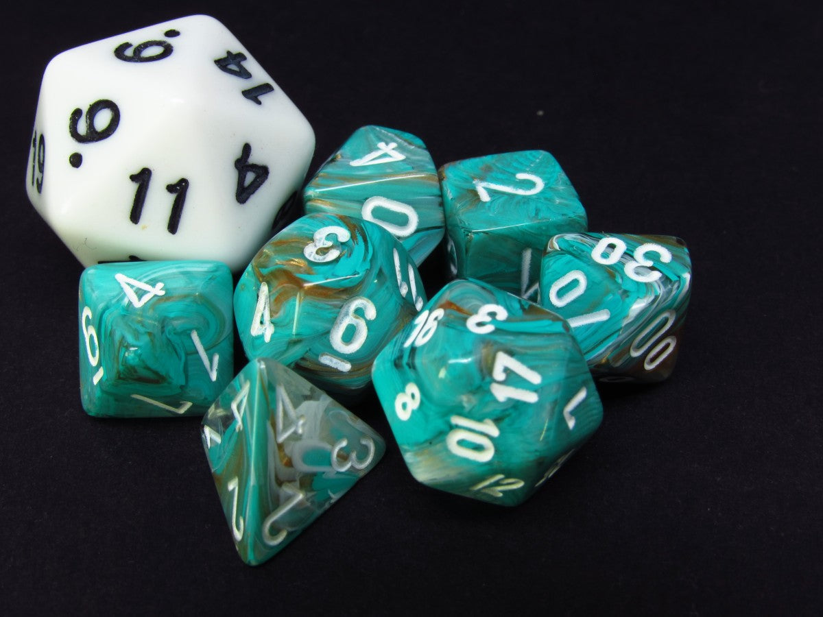 Mini Polydice set - Marble Oxi-Copper w/white