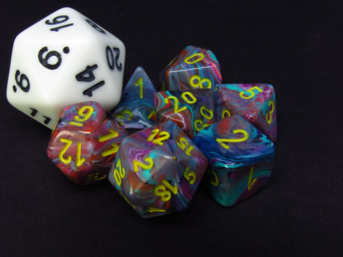 Mini polydice set - Festive Mosaic w/yellow