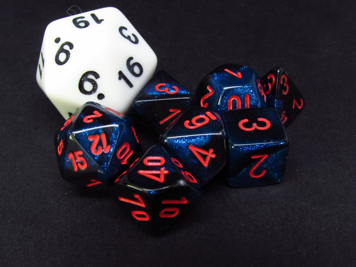 Mini Polydice set - Gemini Black-Starlight w/red