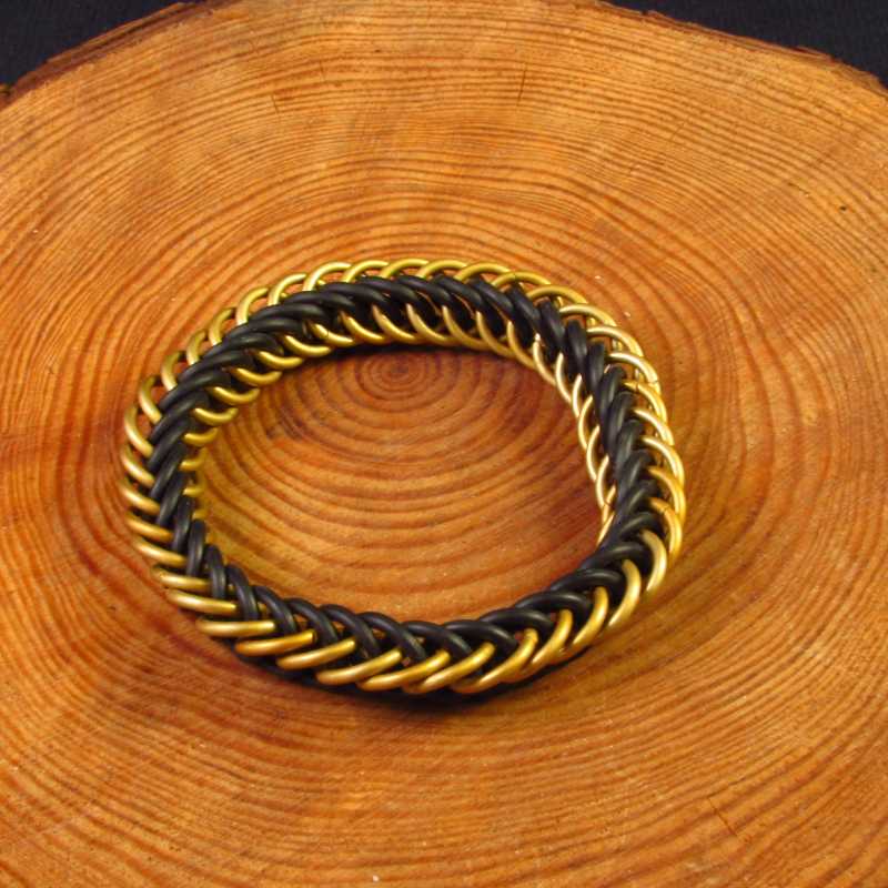 Half-Persian 4 in 1 stretch armband - Aluminium&Rubber, Zwart/goud