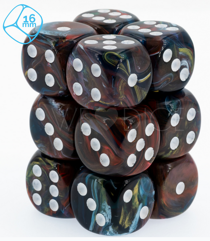 Set of 12 6-sided 16mm Carnival Stormstone Brown