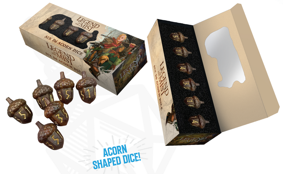 Legend in the Mist - Resin 6d6 Acorn Dice Set